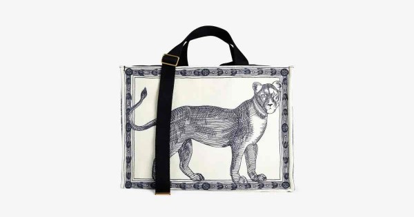 Lion-Shaped Pet Canvas Shoulder Bag Dark Gray