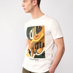 Solid-colour T-shirt with lettering print