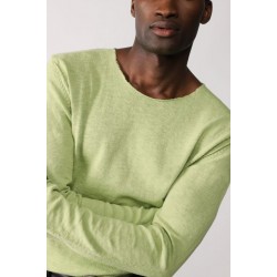 Solid-colour top with raw-cut neck