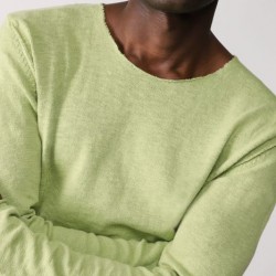 Solid-colour top with raw-cut neck