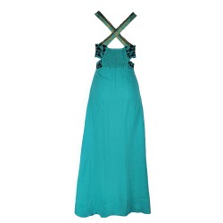 Armonia Loom-paneled cut-out waist linen maxi dress with shirred back